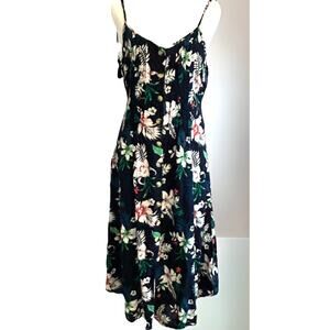 Floral Boho Maxi Dress button down 90s y2k Prairie Cottagecore Hawaiian Sz S